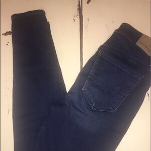 Size 0 American Eagle high rise dark blue skinny jeans